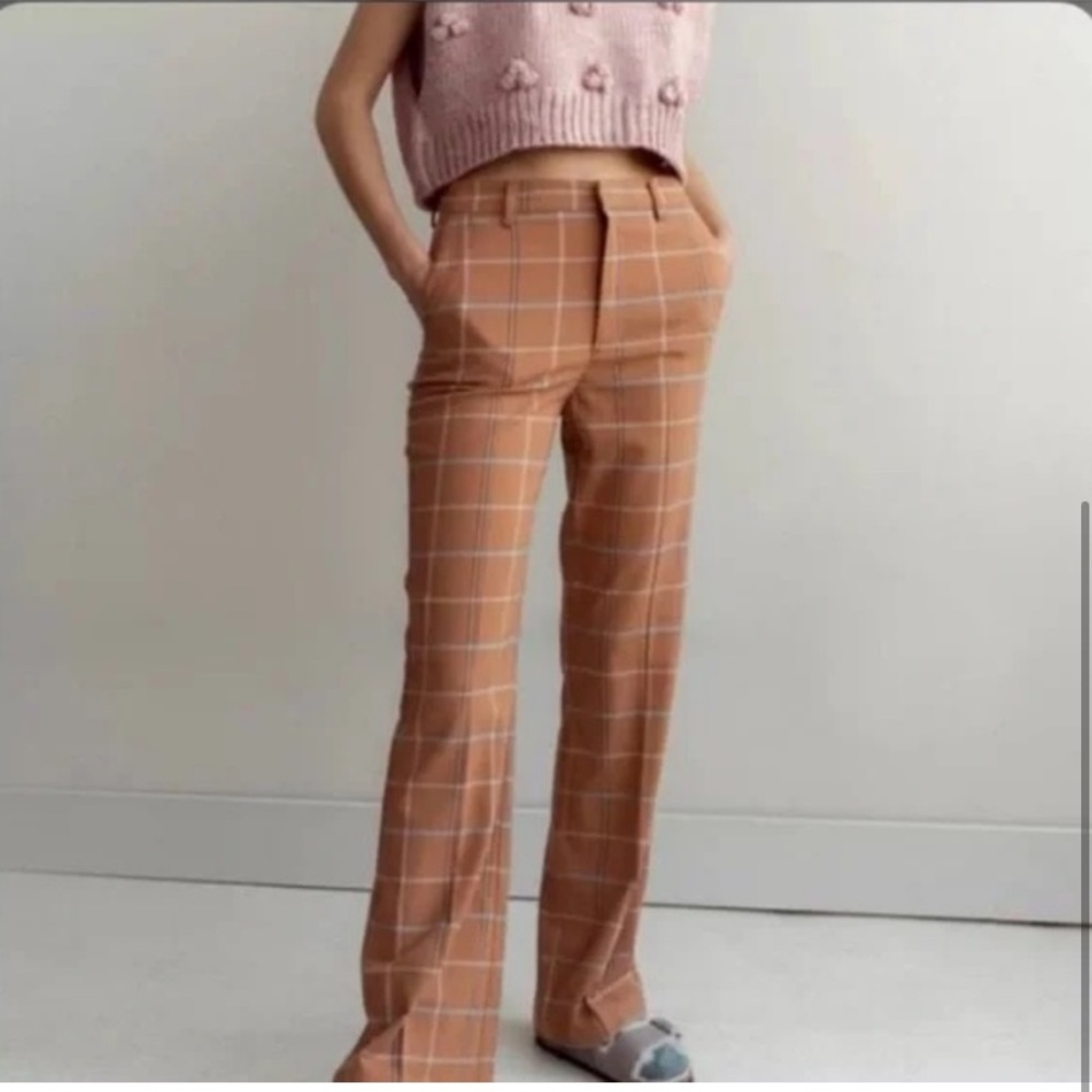 Urban Outfitters Brown Plaid Straight Leg Pants - Preloved